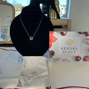 Kendra Scott Basketball Silver Pendant Necklace in  Orange Goldstone *NEW*